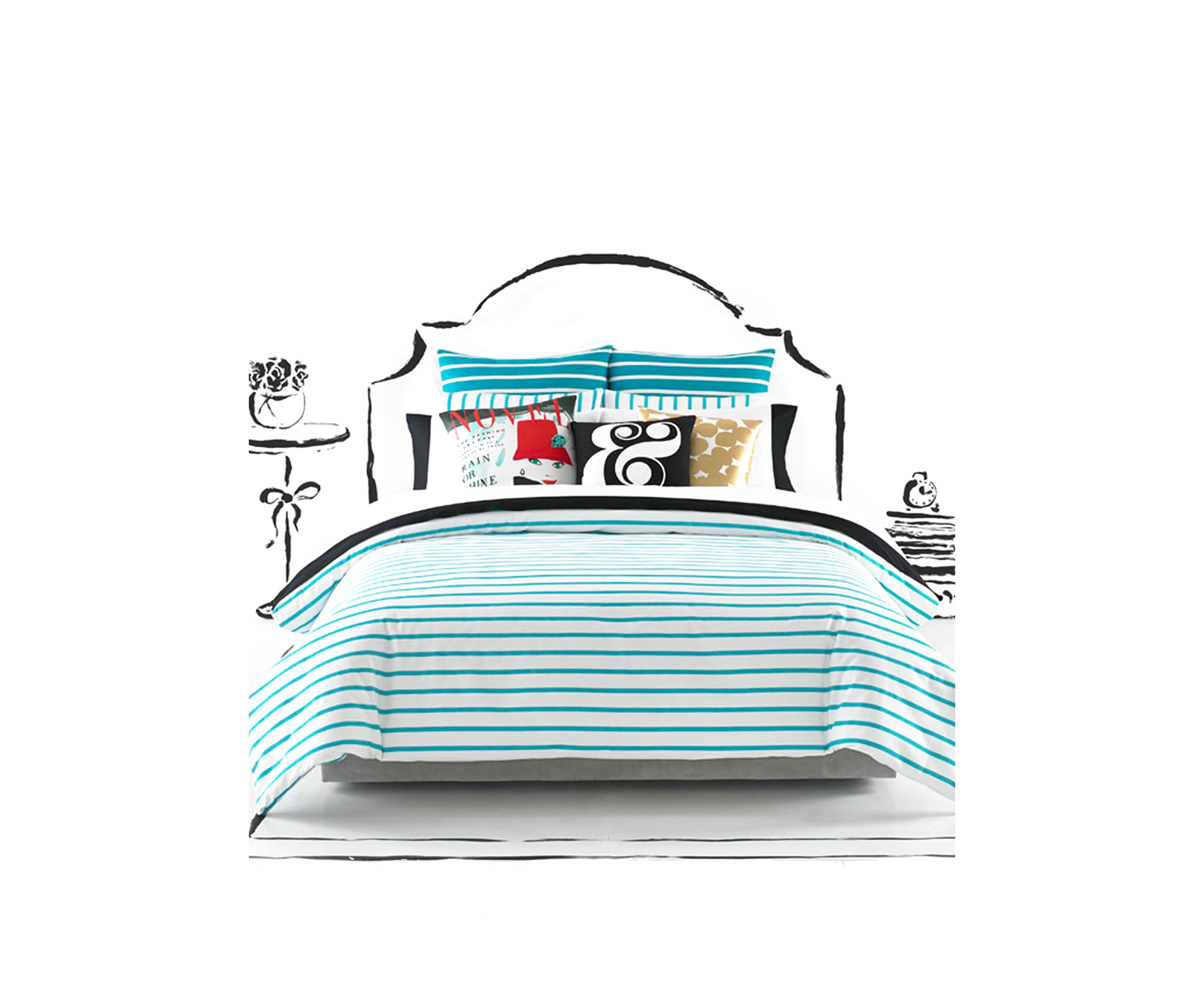Harbor Stripe Turquoise Twin/Twin XL Comforter Set  68-in. x 92-in.