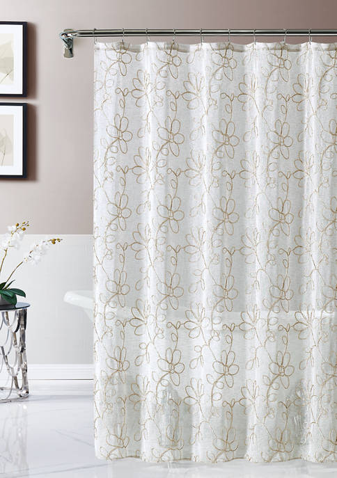 Dainty Home Rita Chenille Embroidererd Fabric Shower Curtain