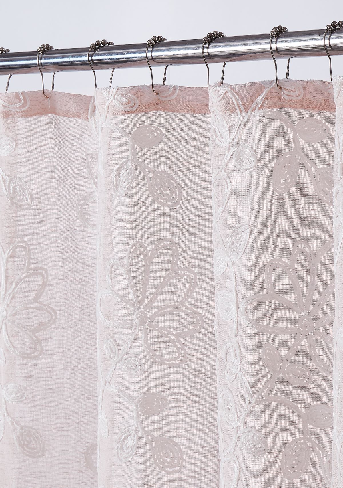  Rita Chenille Embroidererd Fabric Shower Curtain  