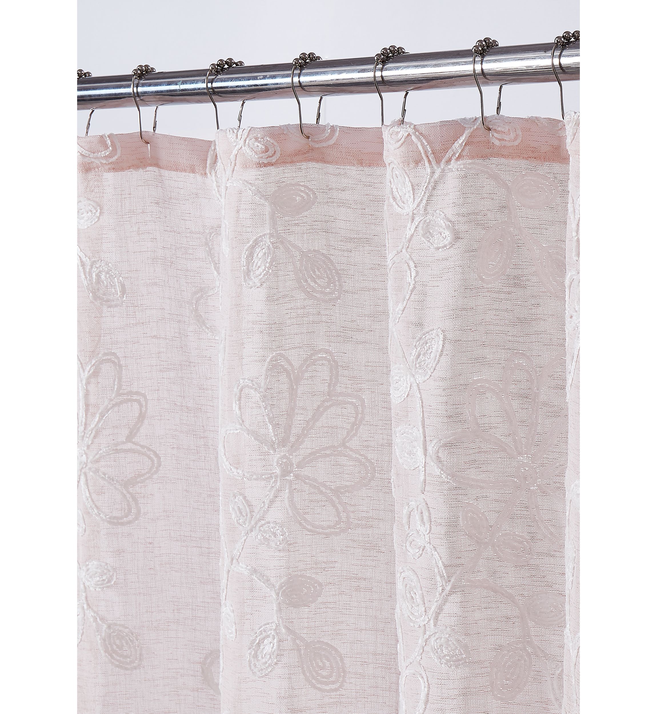  Rita Chenille Embroidererd Fabric Shower Curtain  