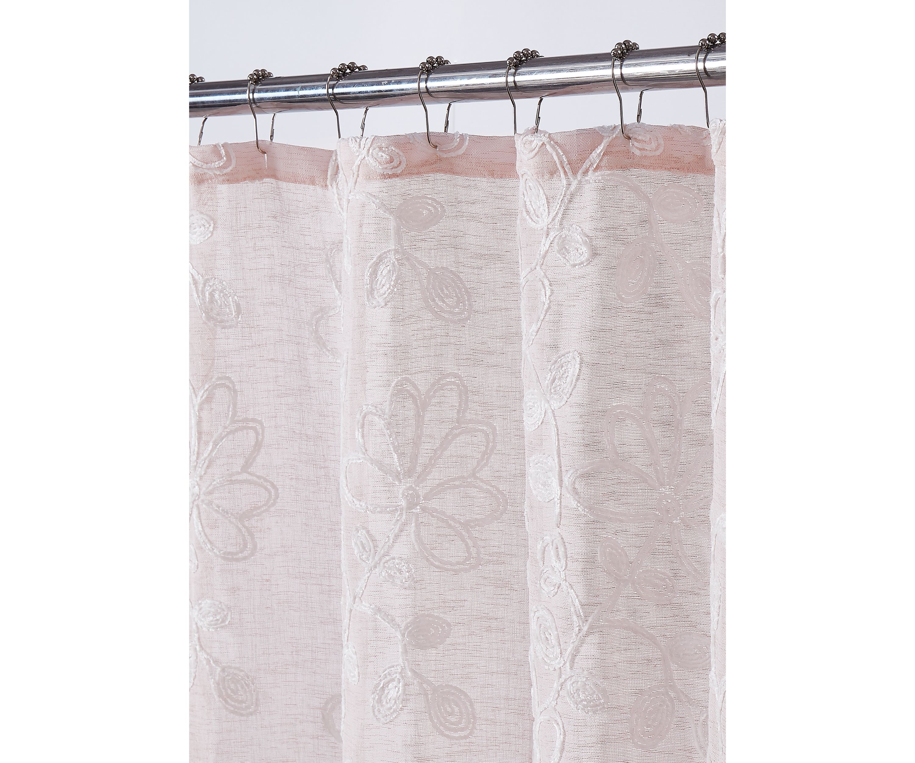  Rita Chenille Embroidererd Fabric Shower Curtain  