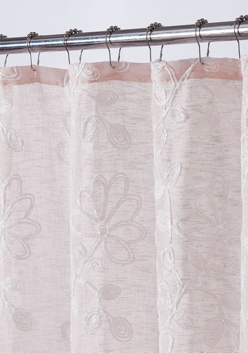  Rita Chenille Embroidererd Fabric Shower Curtain  