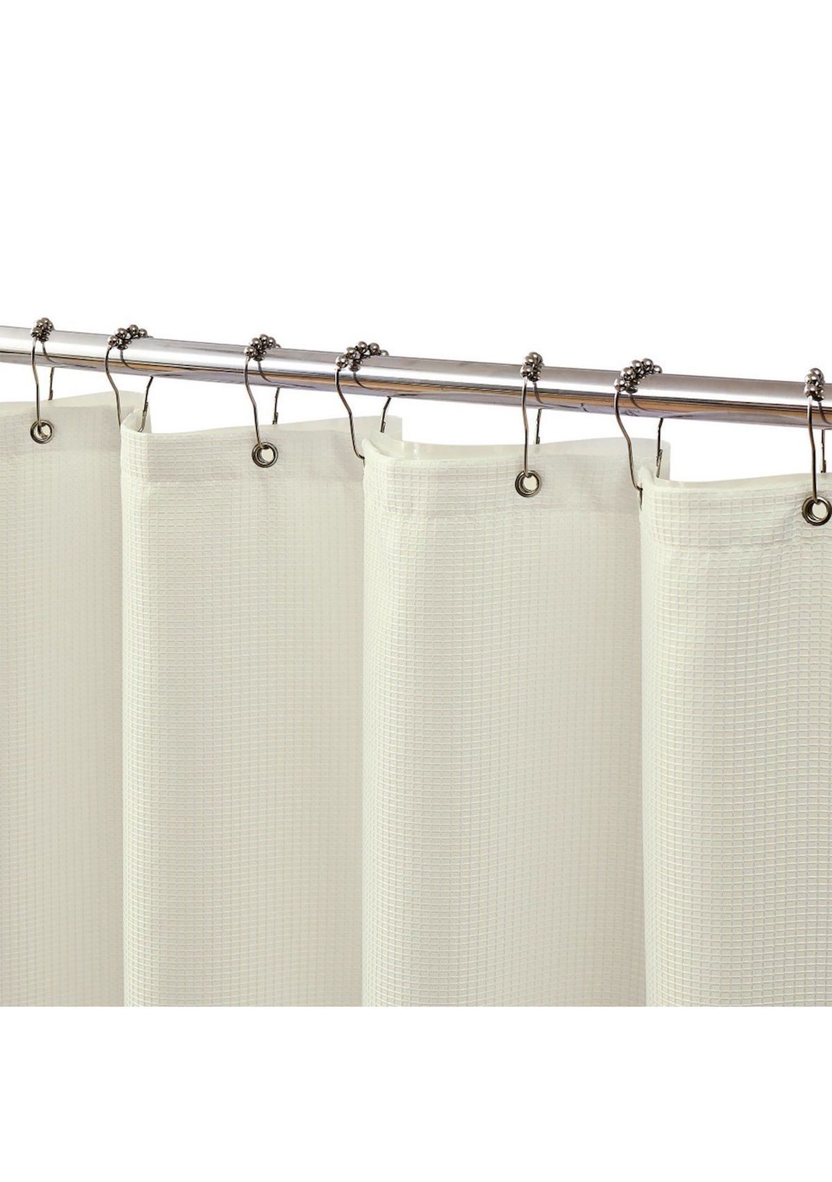14-Piece Bath Set with 1-Waffle Shower Curtain, 1-Peva Liner and 12-Stainless Steel Hooks