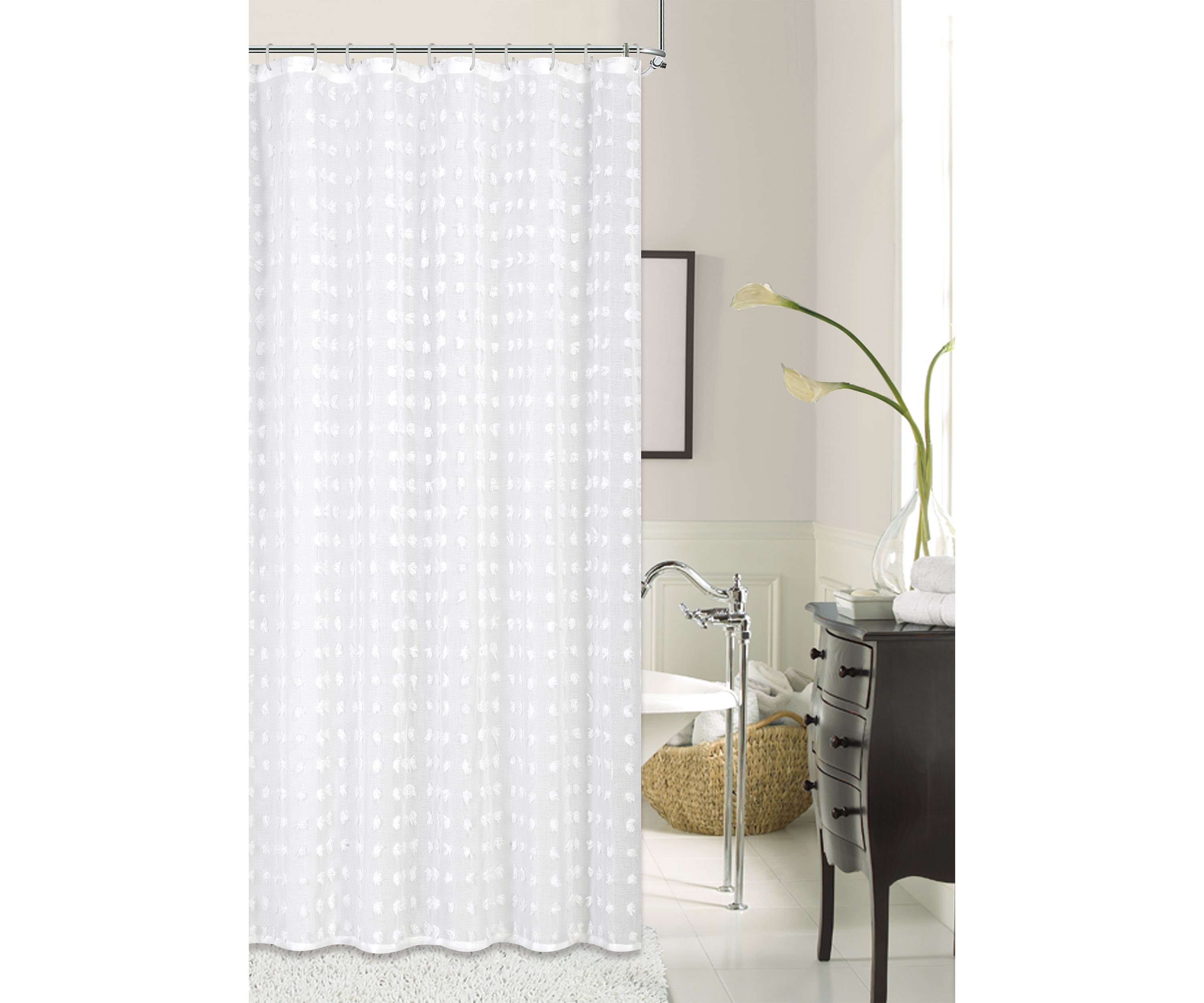 Cut Modern Flower 3D Linen-Look Fabric Shower Curtain