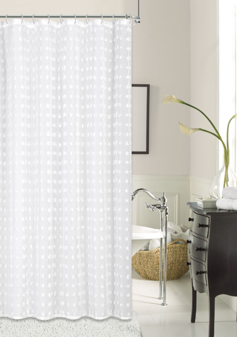 Cut Modern Flower 3D Linen-Look Fabric Shower Curtain