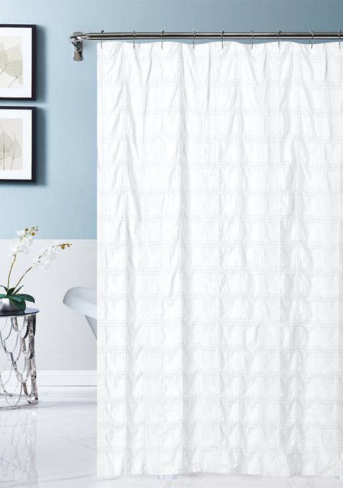 Crinkle Embossed Plaid Designed Shower Curtain