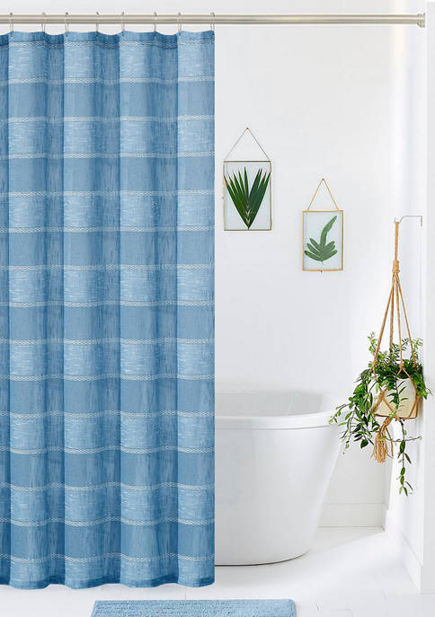 Dainty Home Megan Striped Linen Look Shower Curtain