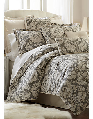 La Salle Collection 5 Piece Bedding Comforter Sham Pillow Set Gray//White Queen