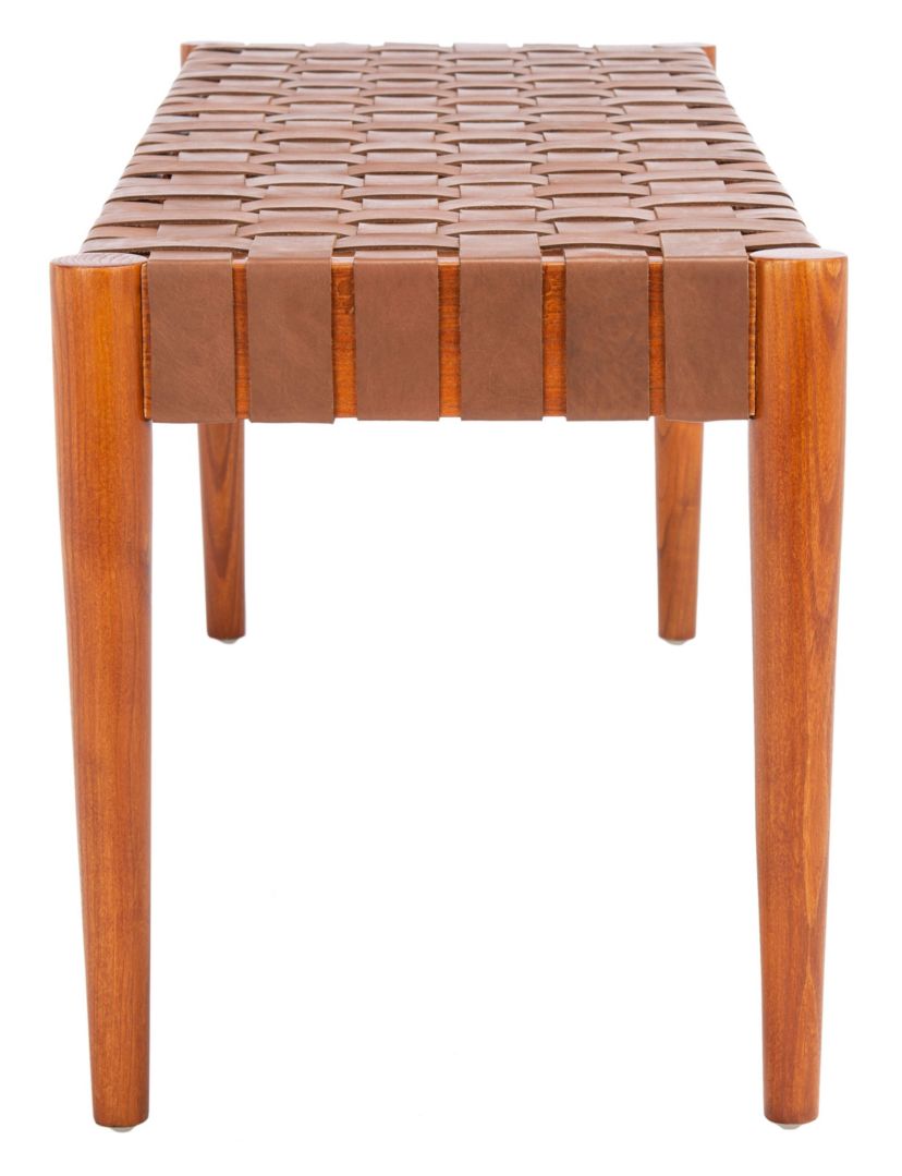 Amalia Leather Weave Bench