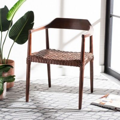 Safavieh Munro Leather Woven Accent Chair