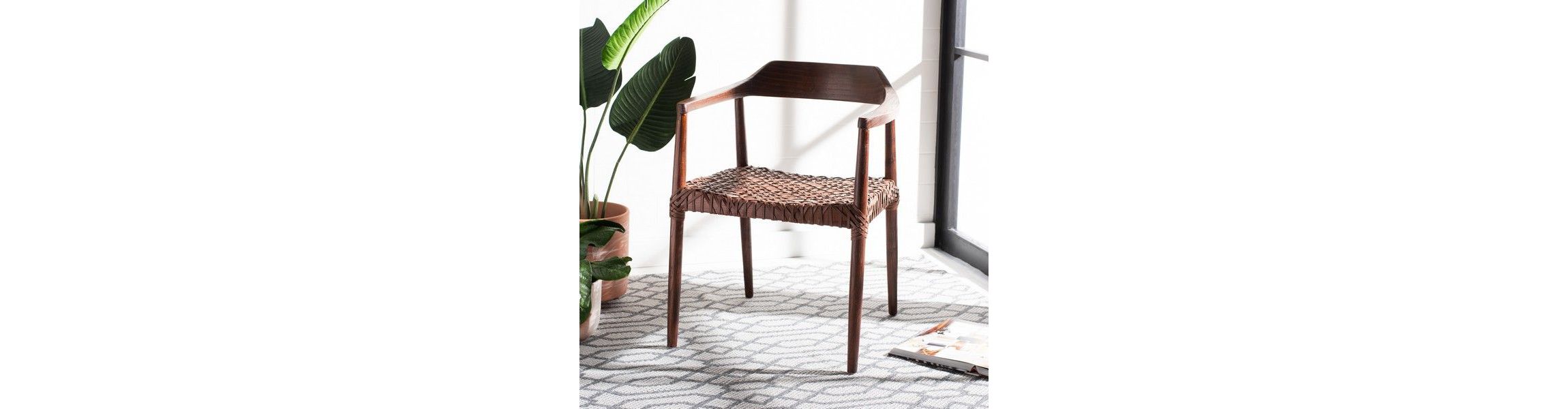 Munro Leather Woven Accent Chair