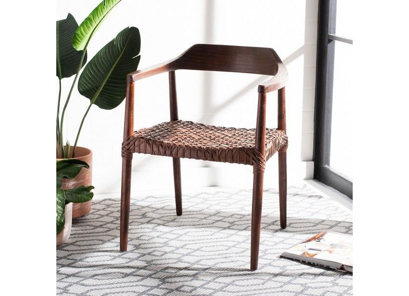 Munro Leather Woven Accent Chair