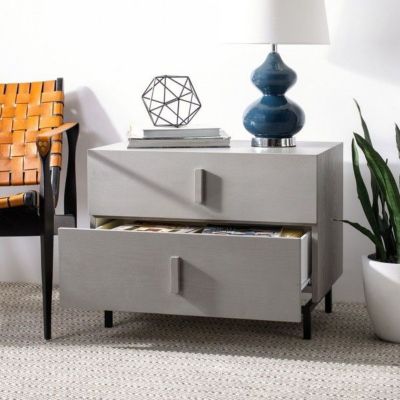 Safavieh Herschel Mid Century Scandinavian Lacquer Two Drawer Cabinet