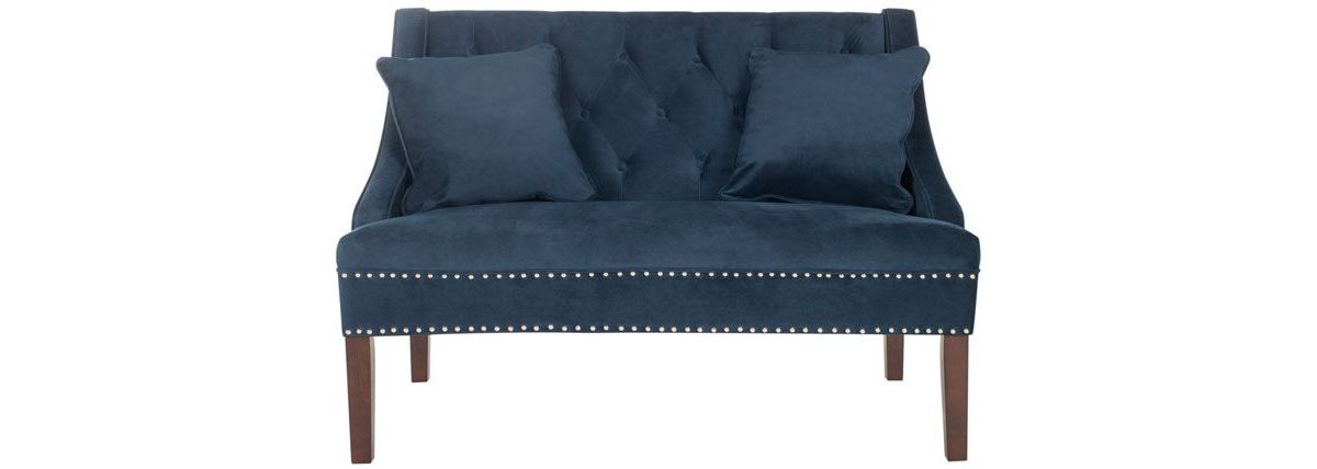 Zoey Linen Settee W/ Silver Nailheads
