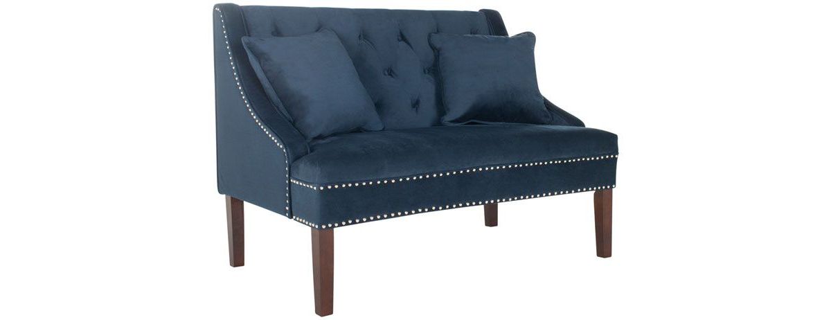 Zoey Linen Settee W/ Silver Nailheads