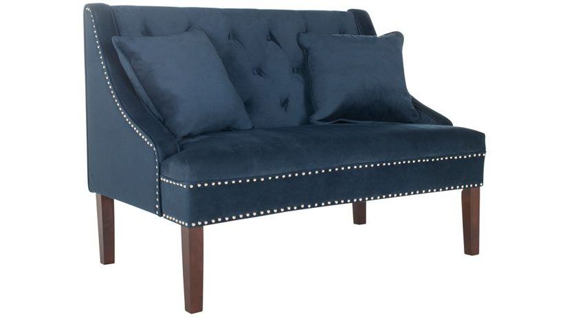 Zoey Linen Settee W/ Silver Nailheads