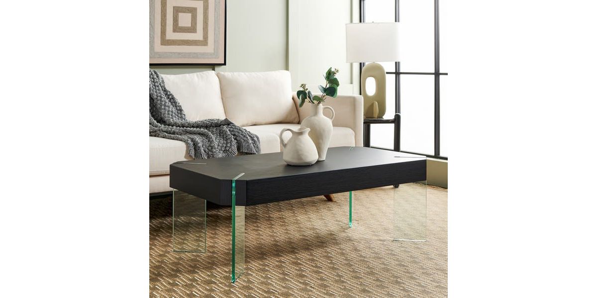 Katelyn Rectangular Contemporary Glass Leg Coffee Table