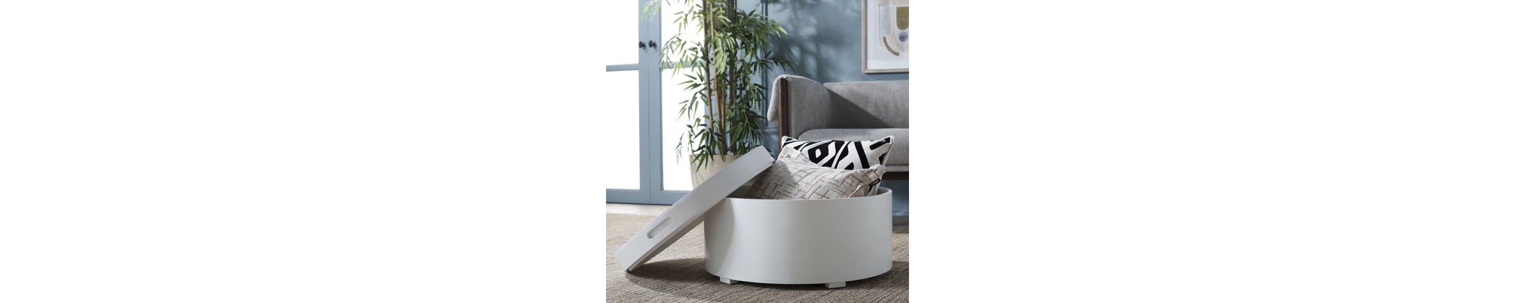 Rafaela Round Tray Top Coffee Table With Storage