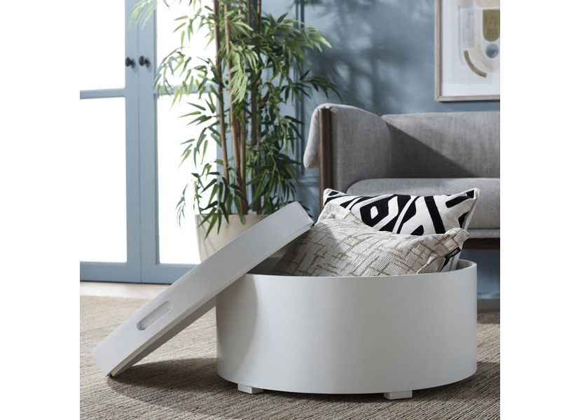 Rafaela Round Tray Top Coffee Table With Storage