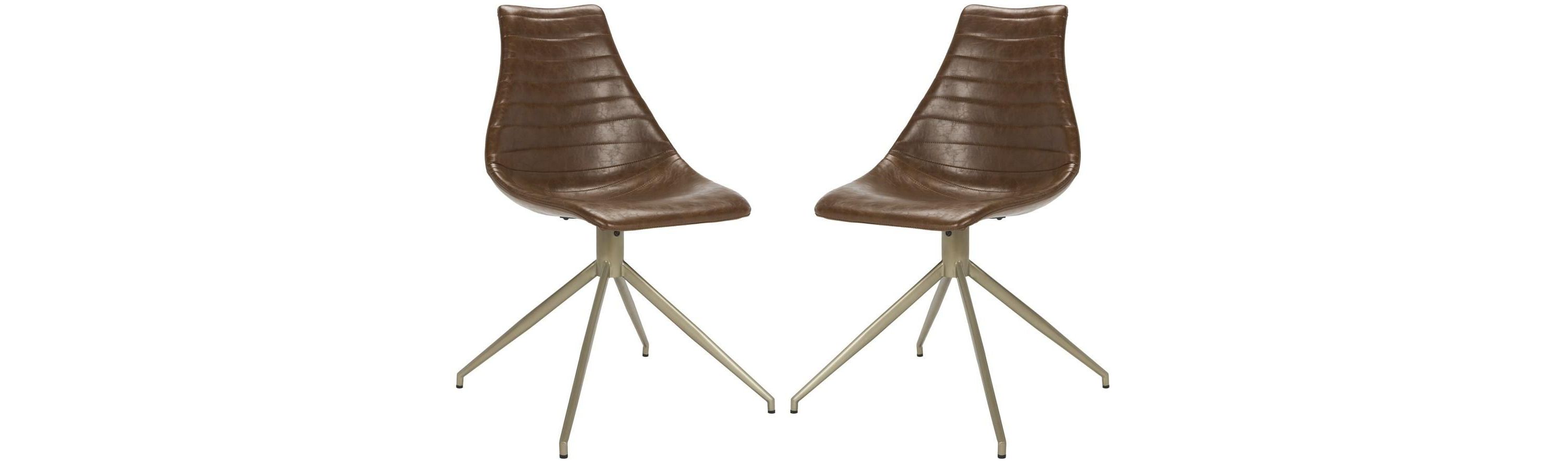 Lynette Midcentury Modern Leather Swivel Dining Chair