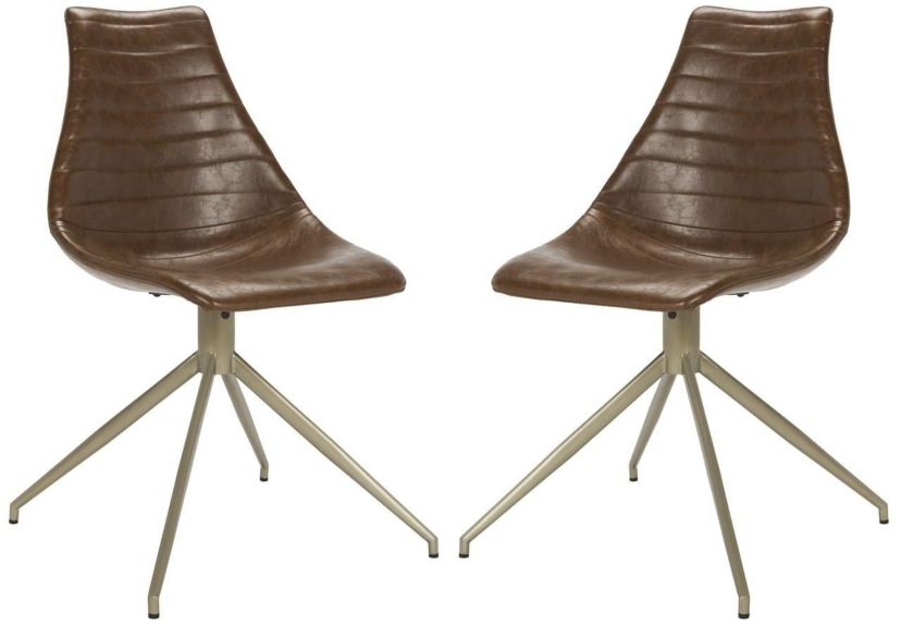 Lynette Midcentury Modern Leather Swivel Dining Chair