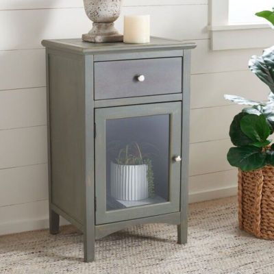 Safavieh Ziva One Drawer Nightstand With Glass Cabinet