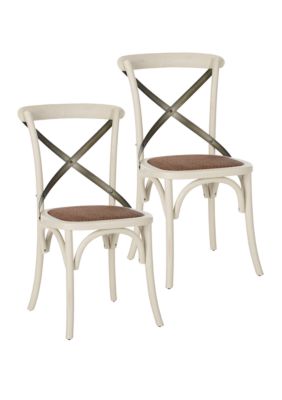 Safavieh Set of 2 Eleanor X Back Side Chairs, Ivory