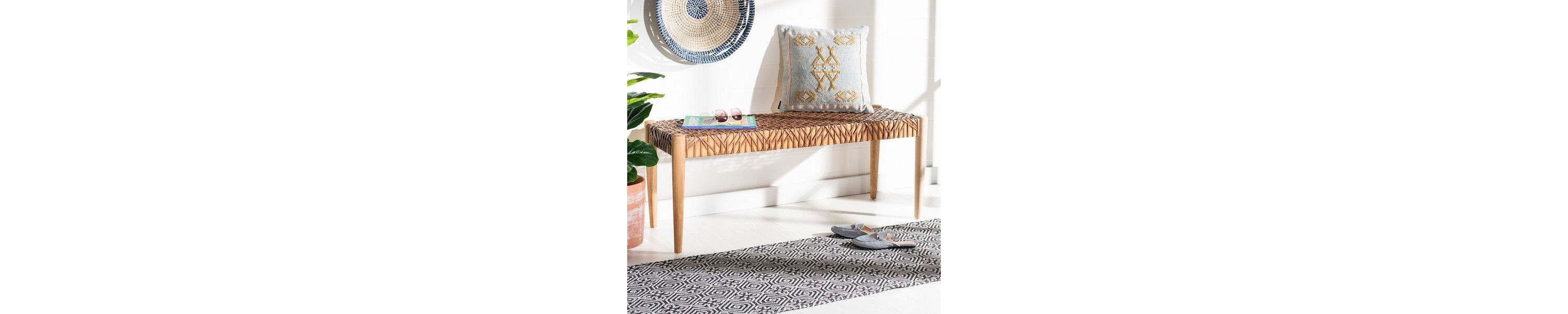 Bandelier Leather Weave Bench