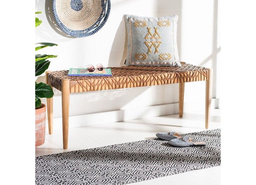 Bandelier Leather Weave Bench