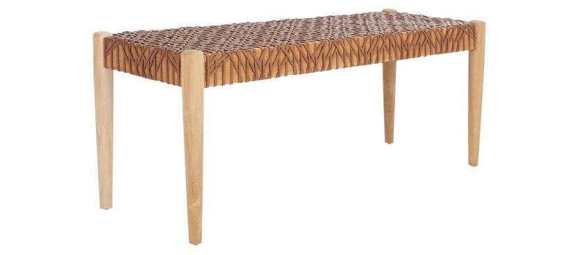Bandelier Leather Weave Bench