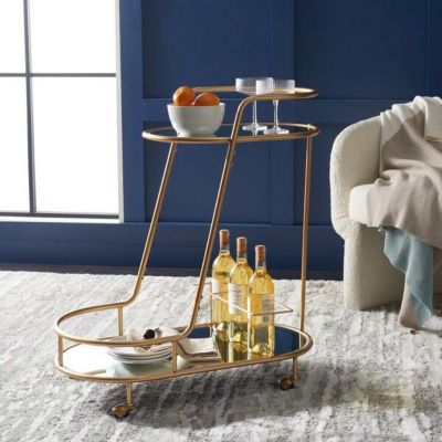Safavieh Midas 2 Tier Oval Bar Cart, Gold