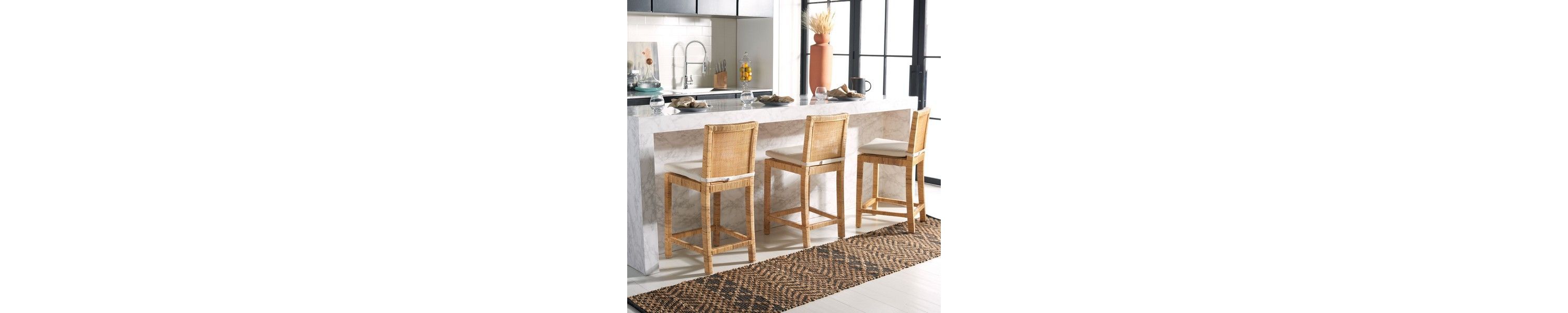 Tojo Cane Counter Stool W/ Cushion