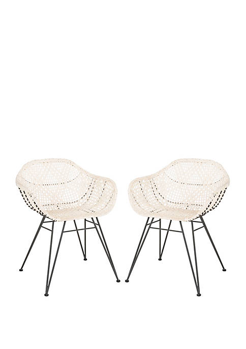 Safavieh Set of 2 Jadis Leather Dining Chairs