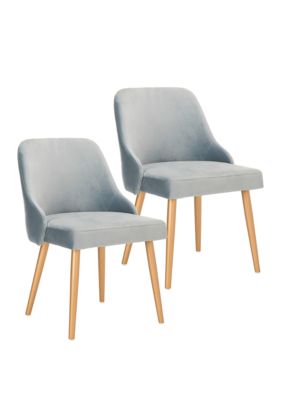 Safavieh Set of 2 Lulu Slate Blue Upholstered Dining Chairs -  0889048543157