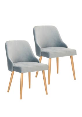 Safavieh Set Of 2 Lulu Slate Blue Upholstered Dining Chairs