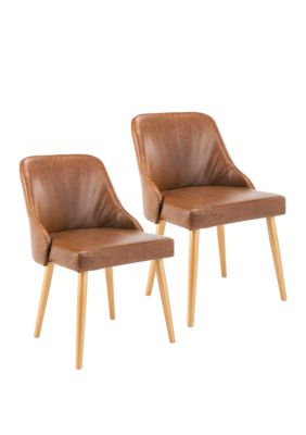 Safavieh Set of 2 Lulu Light Brown Upholstered Dining Chairs -  0889048543164