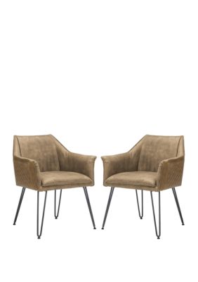 Safavieh Set Of 2 Esme Leather And Suede Dining Chairs