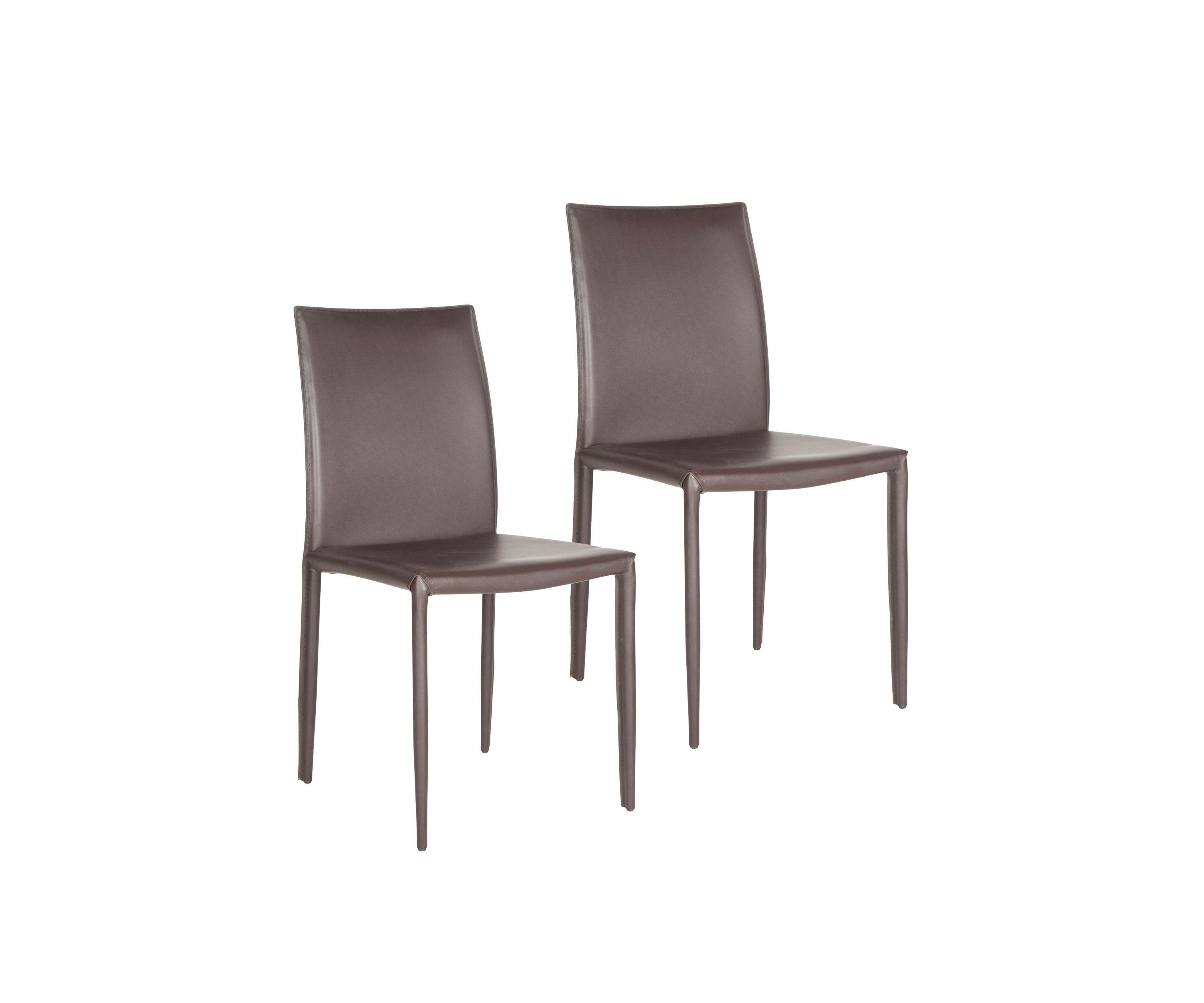 Set of 2 Karna Kd Brown Bonded Leather Side Chairs