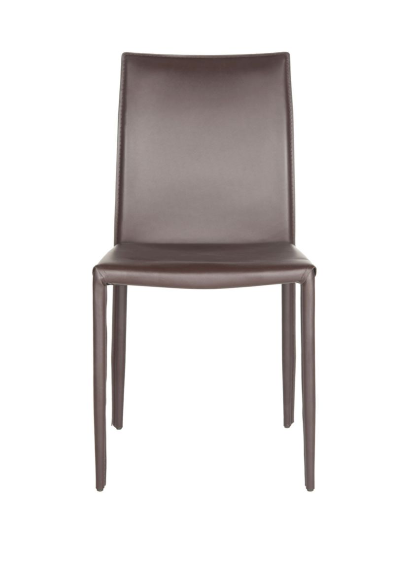 Set of 2 Karna Kd Brown Bonded Leather Side Chairs