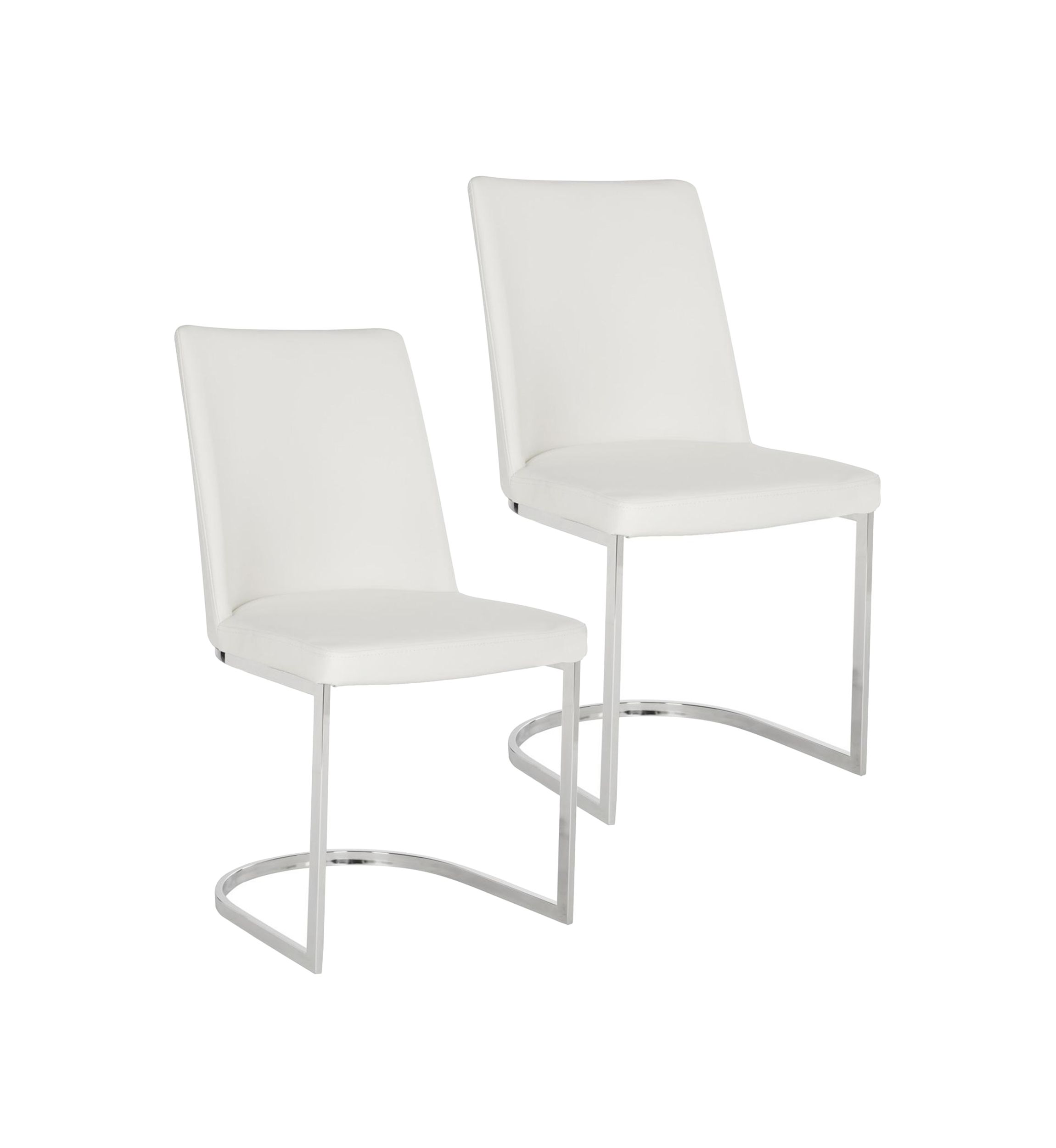 Set of 2 Parkston White Polyurethane Leather Side Chairs