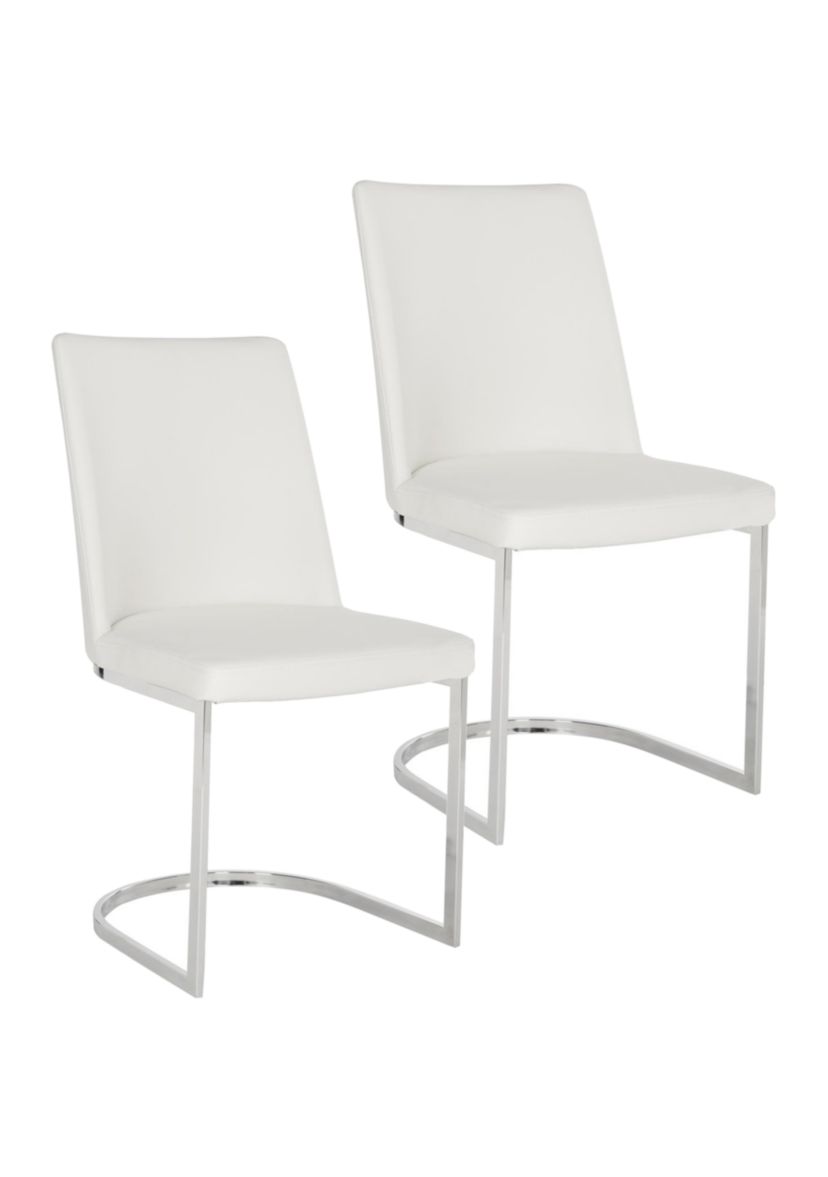 Set of 2 Parkston White Polyurethane Leather Side Chairs