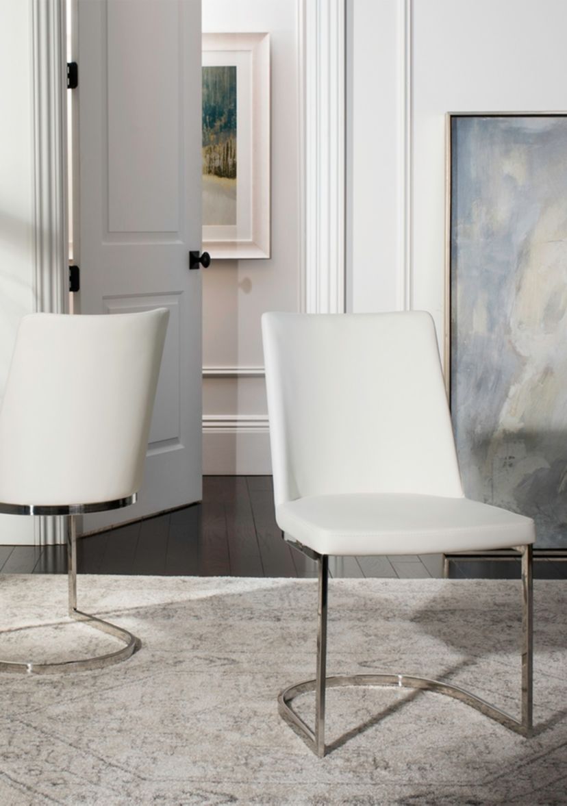 Set of 2 Parkston White Polyurethane Leather Side Chairs
