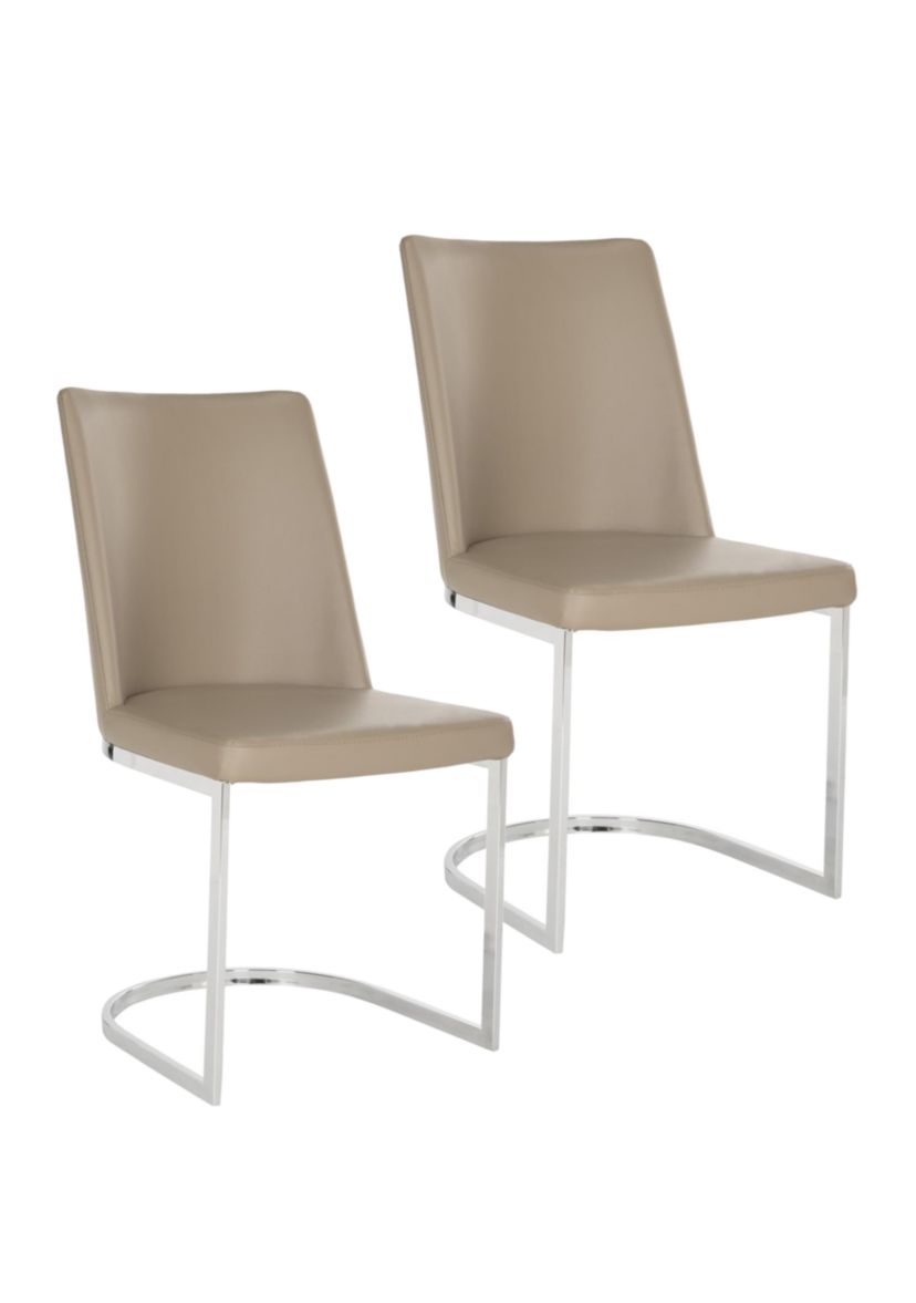 Set of 2 Parkston Taupe Polyurethane Leather Side Chairs