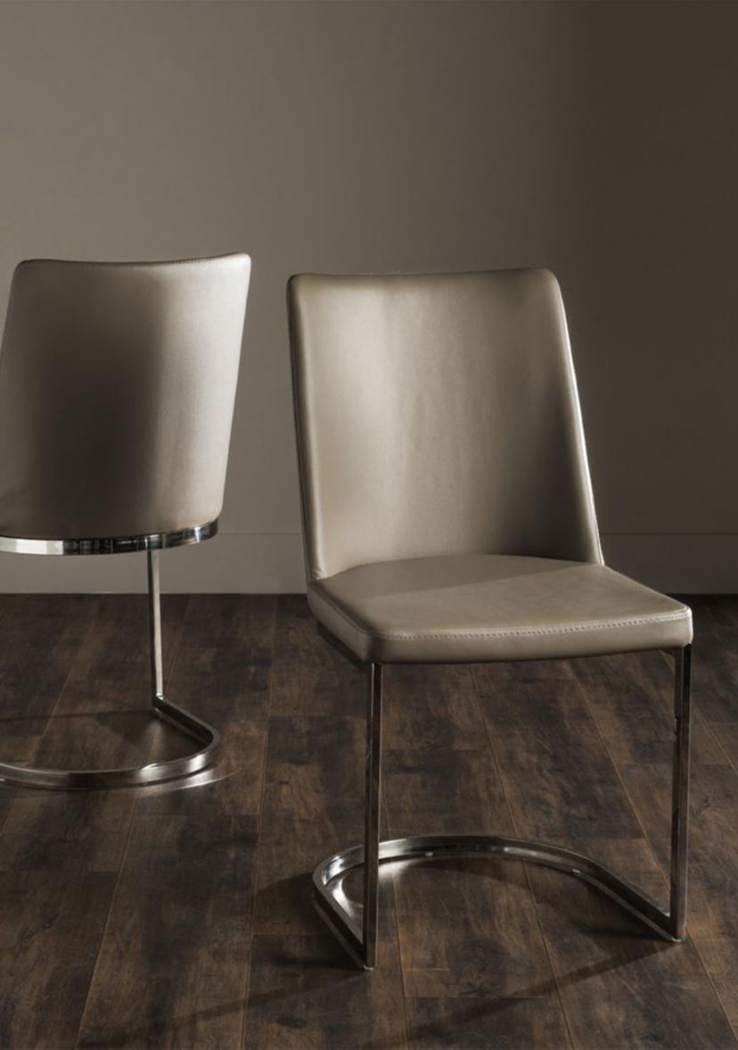 Set of 2 Parkston Taupe Polyurethane Leather Side Chairs