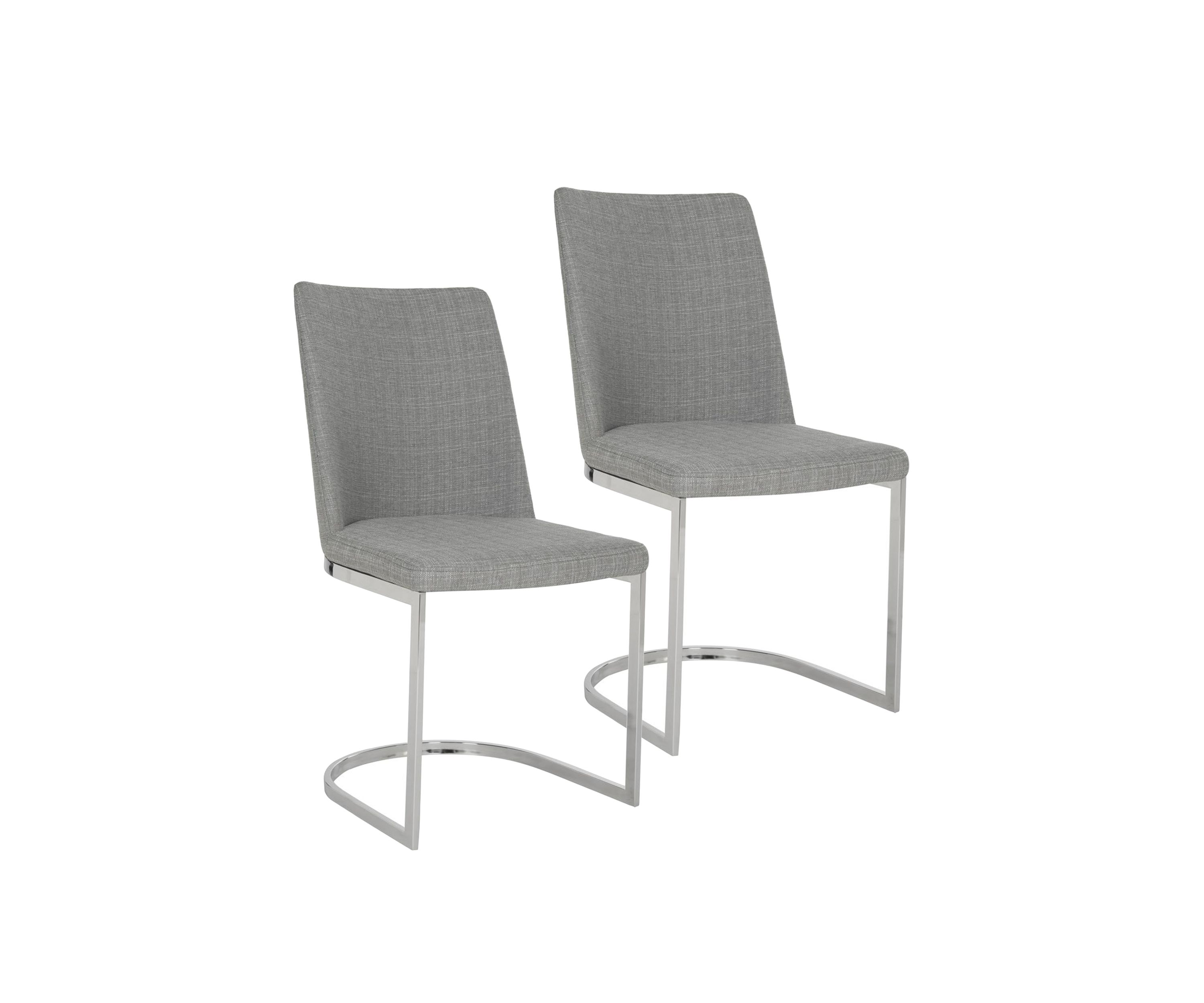 Set of 2 Parkston Gray Linen Side Chairs