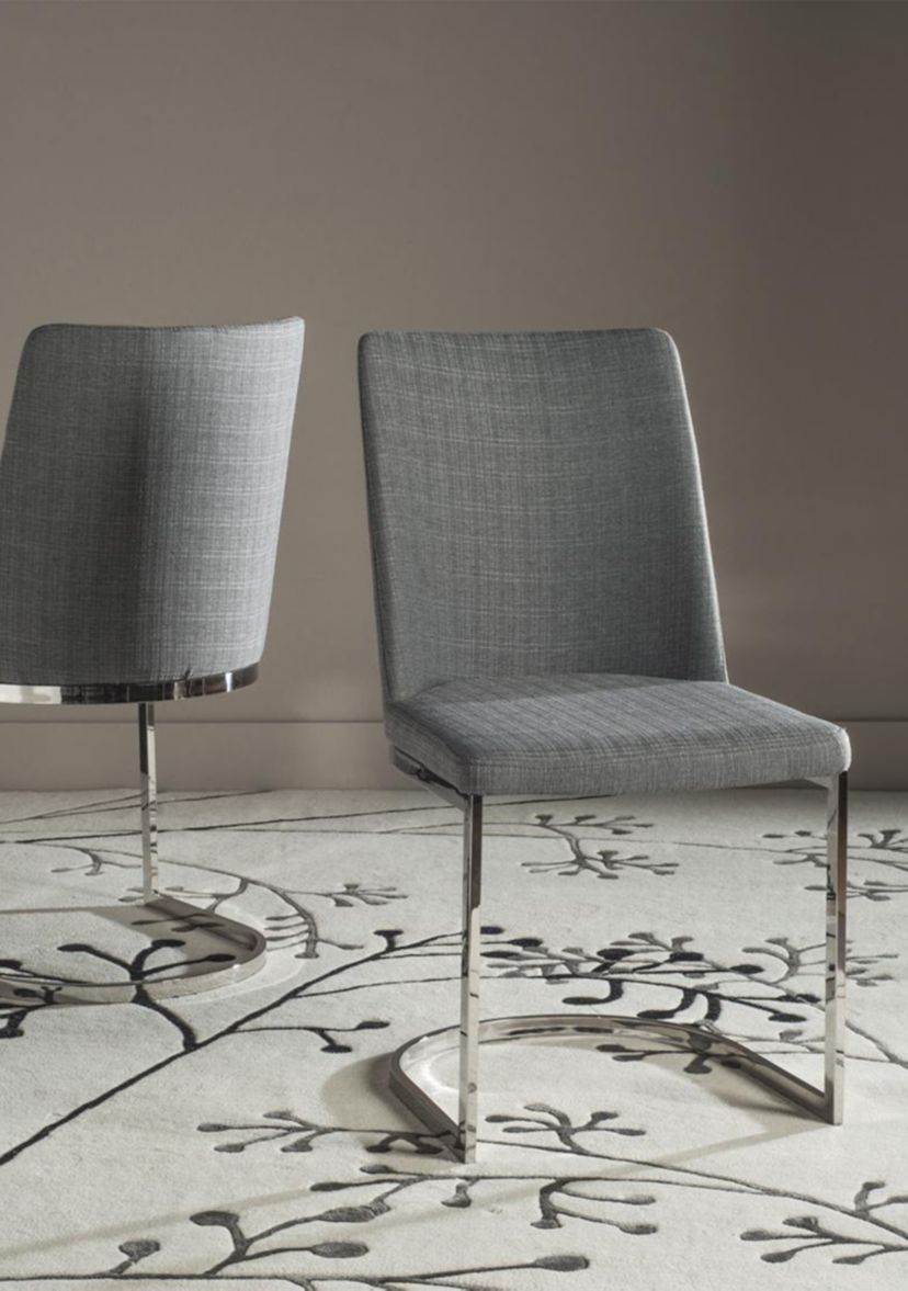 Set of 2 Parkston Gray Linen Side Chairs