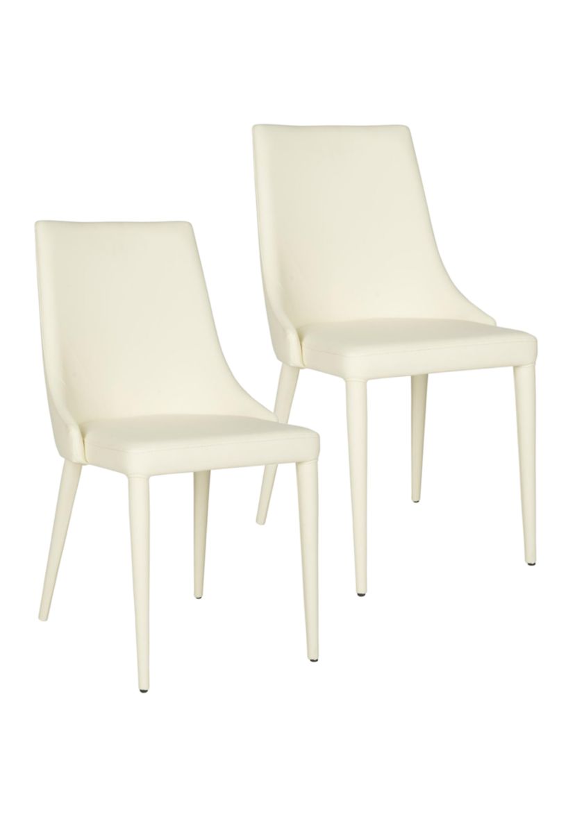 Set of 2 Summerset Buttercream Polyurethane Leather Side Chairs