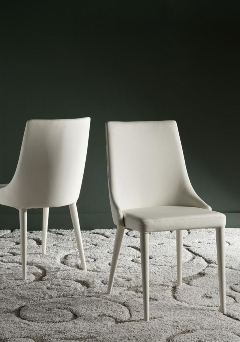 Set of 2 Summerset Buttercream Polyurethane Leather Side Chairs