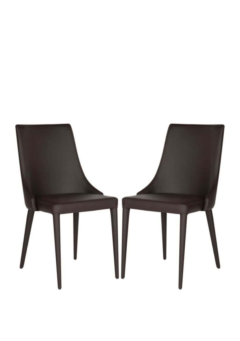 Set of 2 Warner Black Polyurethane Leather Side Chairs