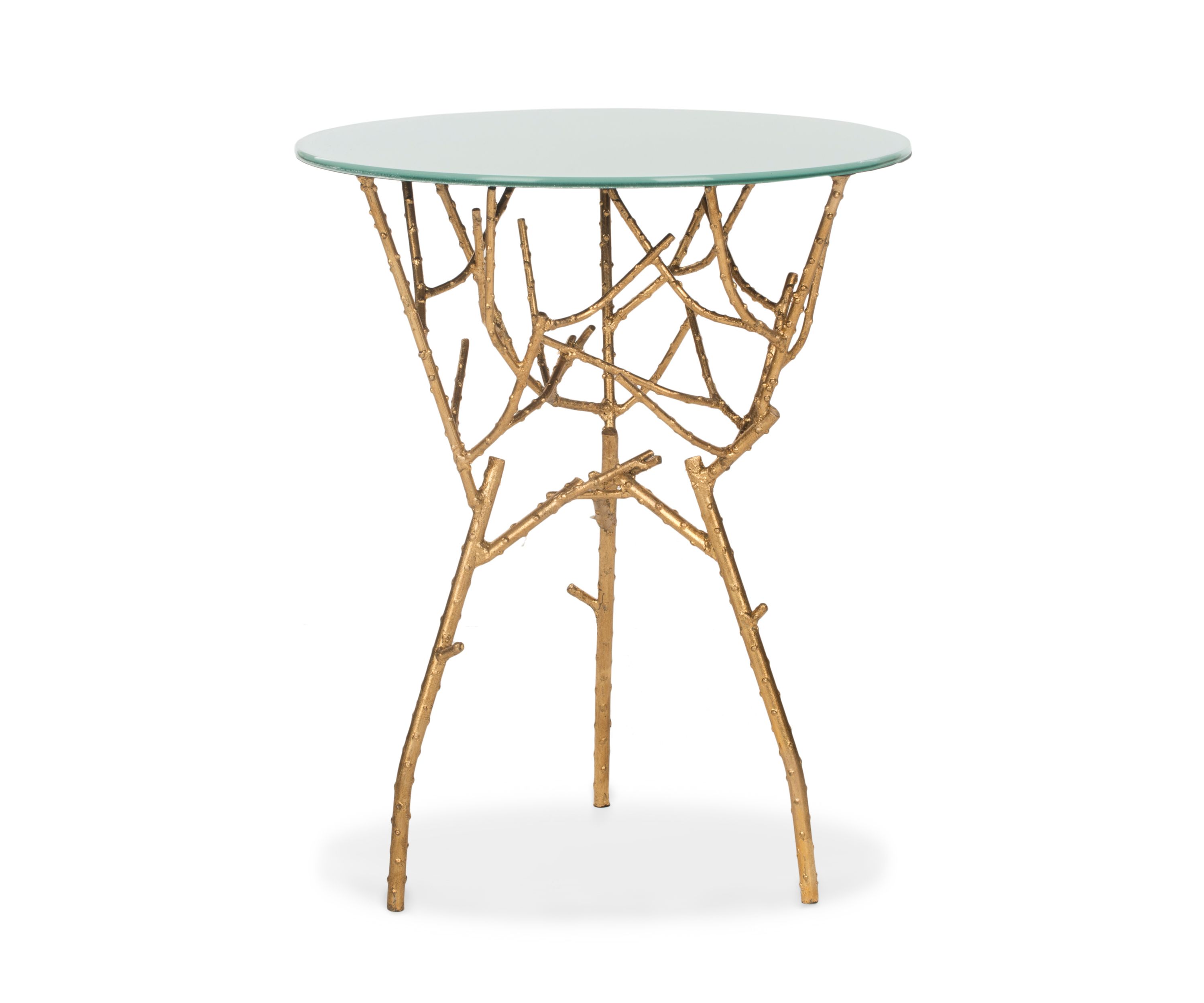 Tara Branched Glass Top Gold Accent Table